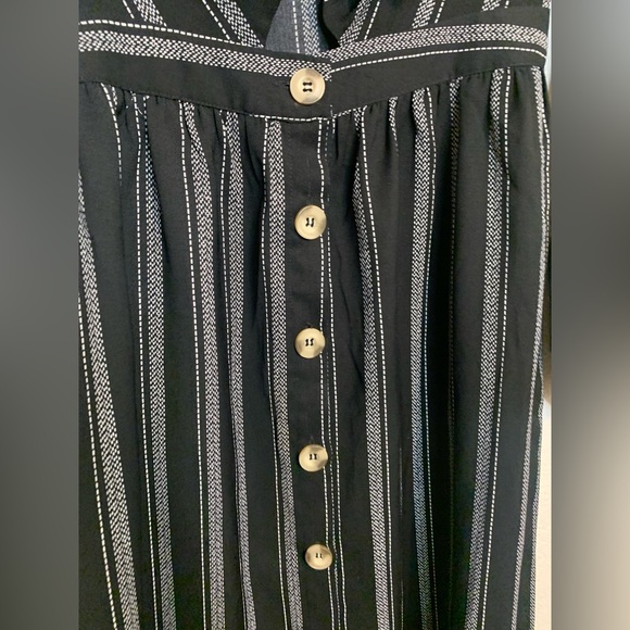 Mimi Chica womens dress size small fit flare black striped long sleeve Vneck - Picture 3 of 8